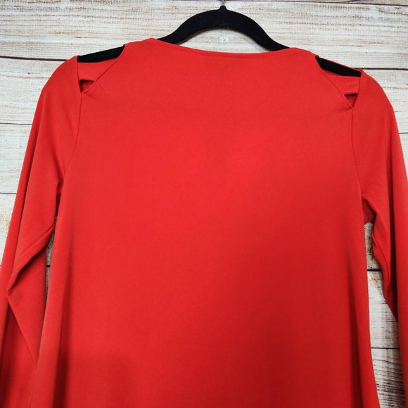 New With Tags Thalia Sodi Women's Size XS Eternal Red Keyhole Blouse 3/4 Sleeves - Picture 11 of 14